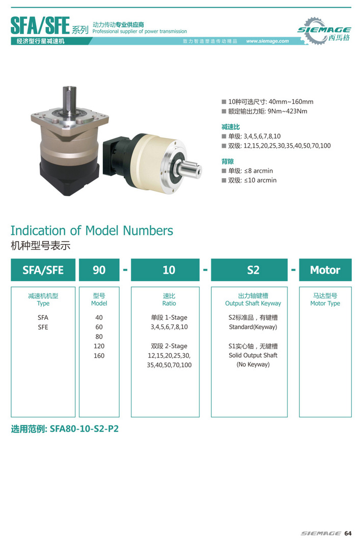 西馬格經(jīng)濟型行星減速箱SFA80